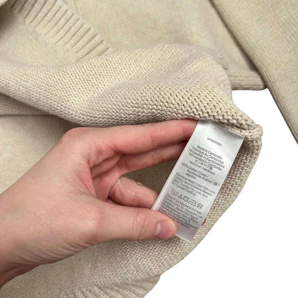 Madewell Womens‎ Cotton Boxy Pullover Sweater Beige Cream Beachy Coastal Medium - Picture 6 of 8